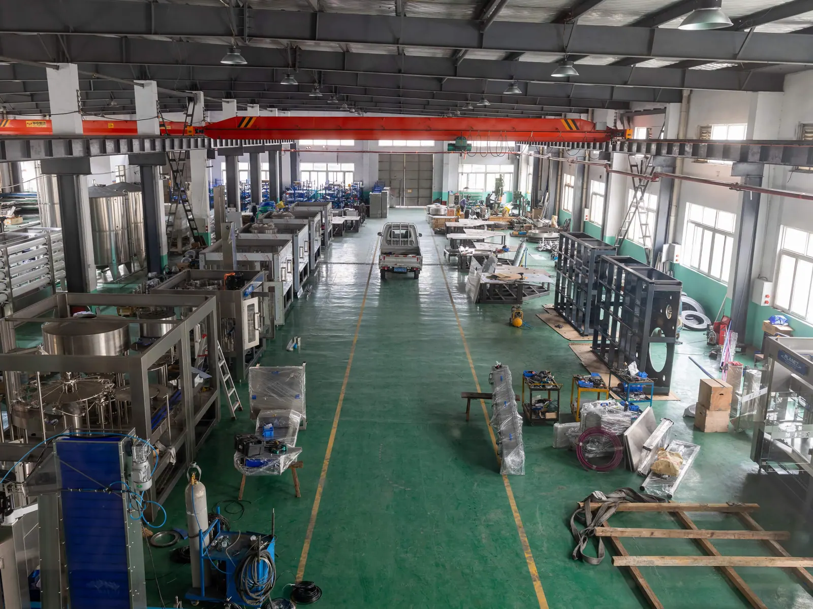 Planet Machinery production workshop with filling equipment under assembly