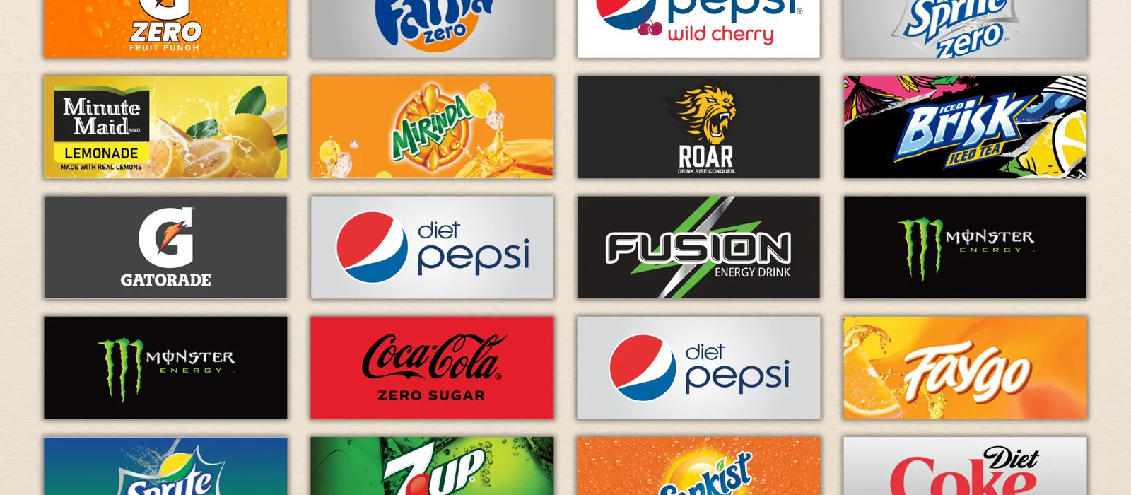Examples of beverage label artwork representing a wide range of market label formats
