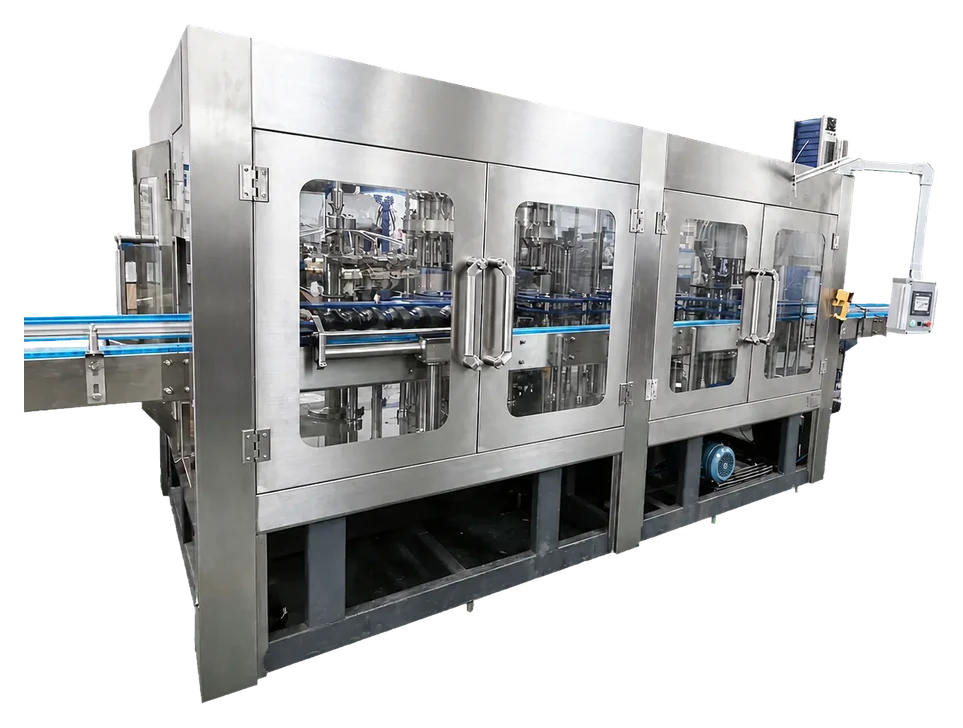 Glass bottle rinsing filling and closing machine