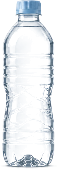 500 mL clear PET bottled-water container with a light-blue cap