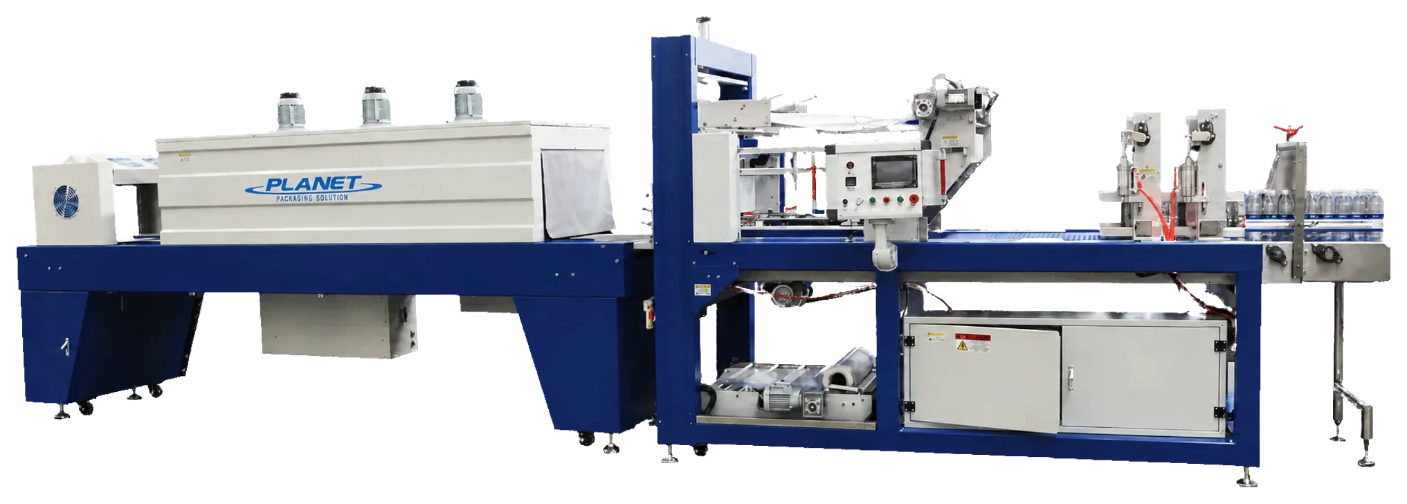 Automatic shrink-wrapping equipment used as a secondary-packaging illustration